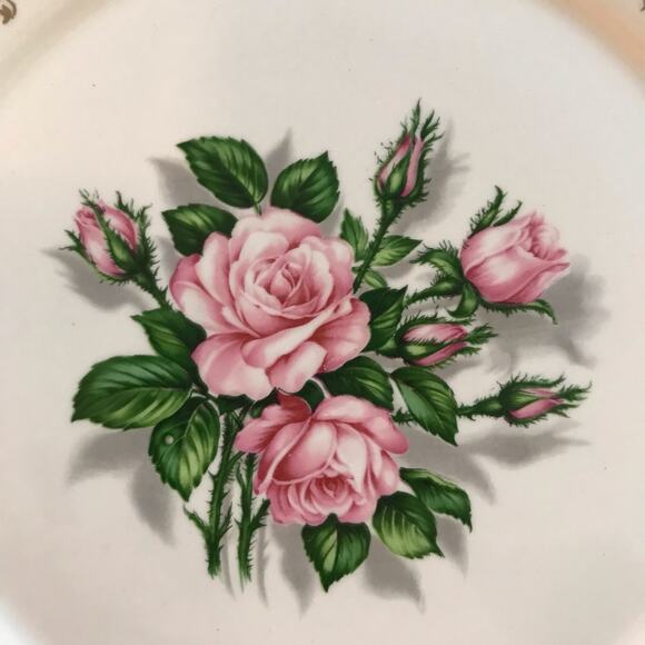 Georgian China Set Of 3 VTG Tudor Rose 9" Diameter 22 Karat Gold Dinner Plates - Picture 3 of 10